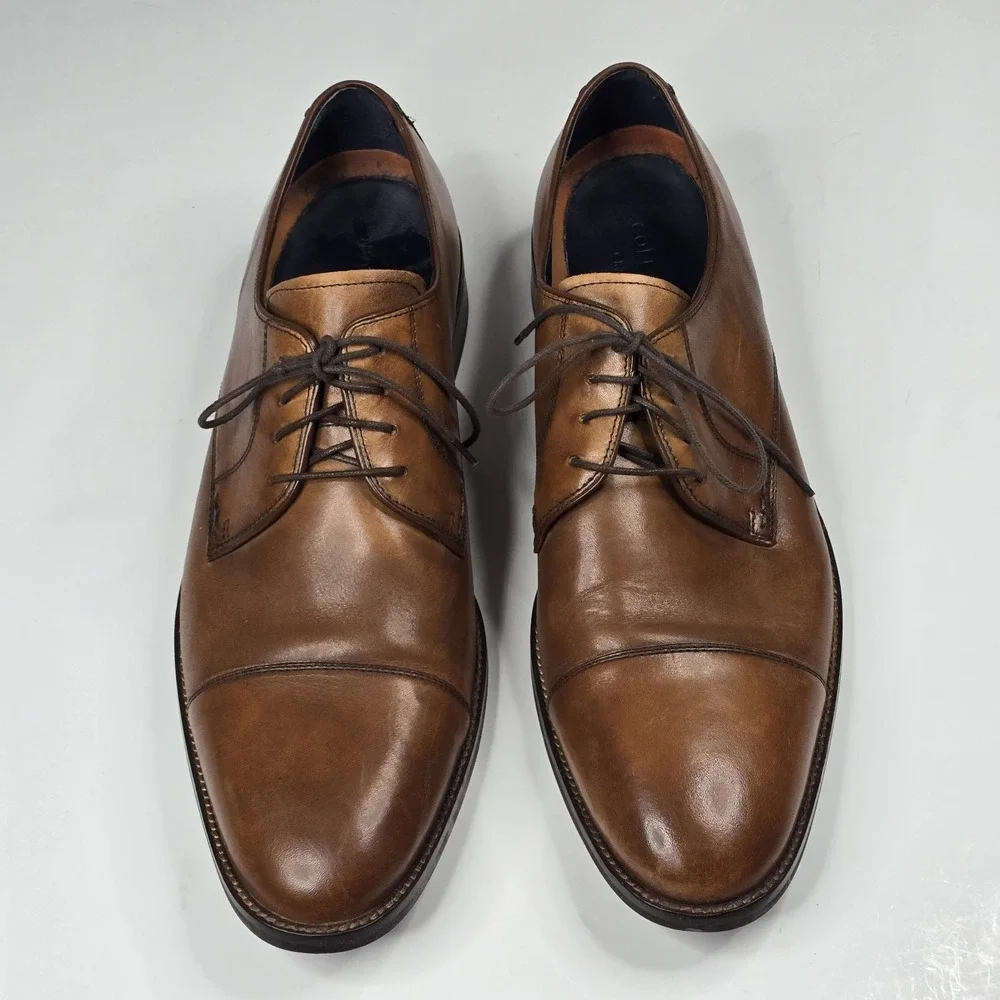 Cole Haan Shoes Mens 12M British Tan Leather Cap Toe Oxford Derby Grand OS C1163